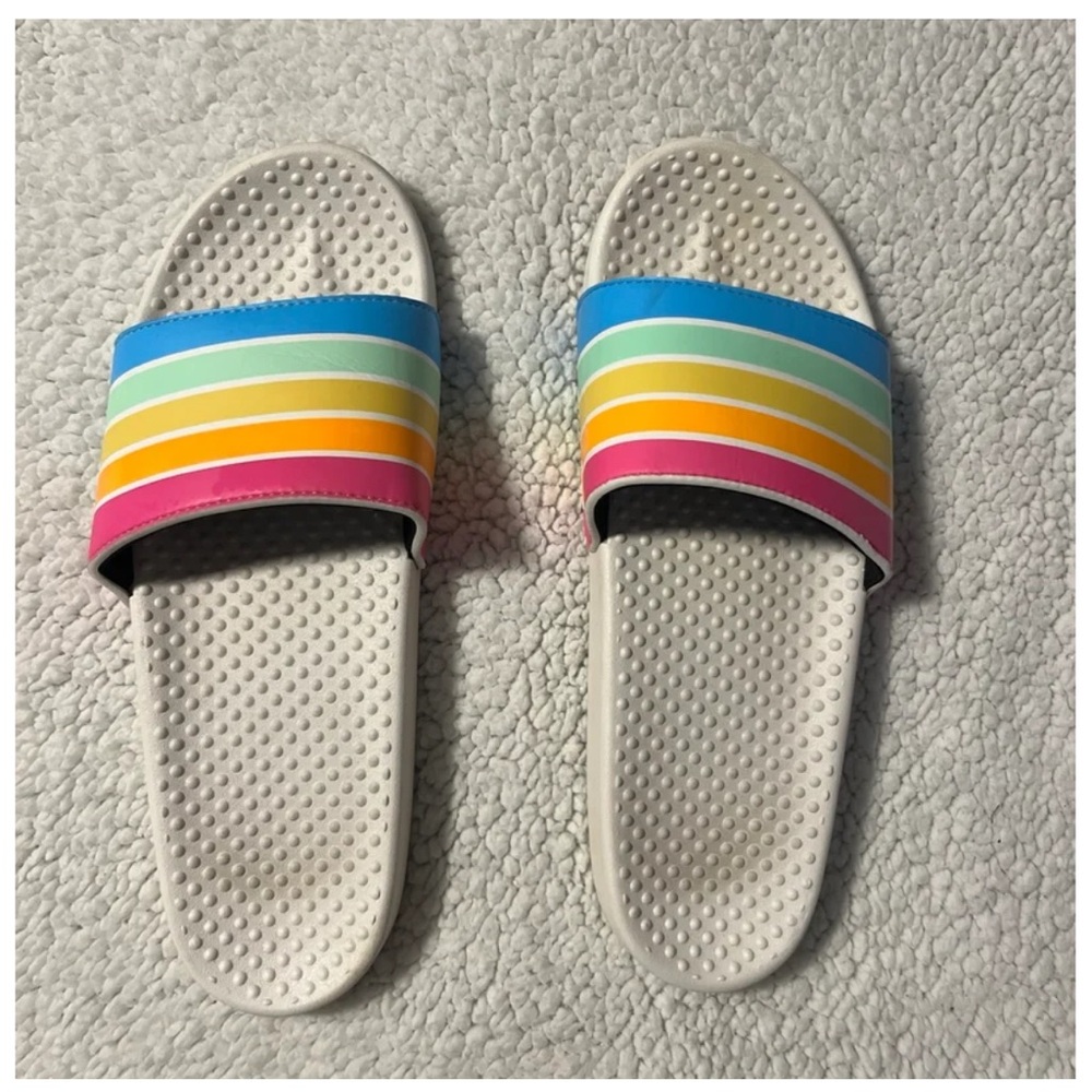 VS PINK Neon Stripe Slides